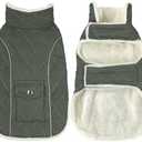 Malier Dog Winter Coat, Windproof Dog Cold Weather Coats with Real Pocket, Winter Extra Warm Pet Coat Fleece Jacket Reflective Clothes for Small Medium Large Dogs and Puppy (Green, XL)