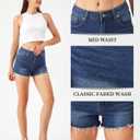 Liloak Womens Pack of Washed Denim Jean Shorts Mid Rise Casual Ripped Frayed Hem Summer Hot Shorts Pack (X-Small, Dark Indigo)