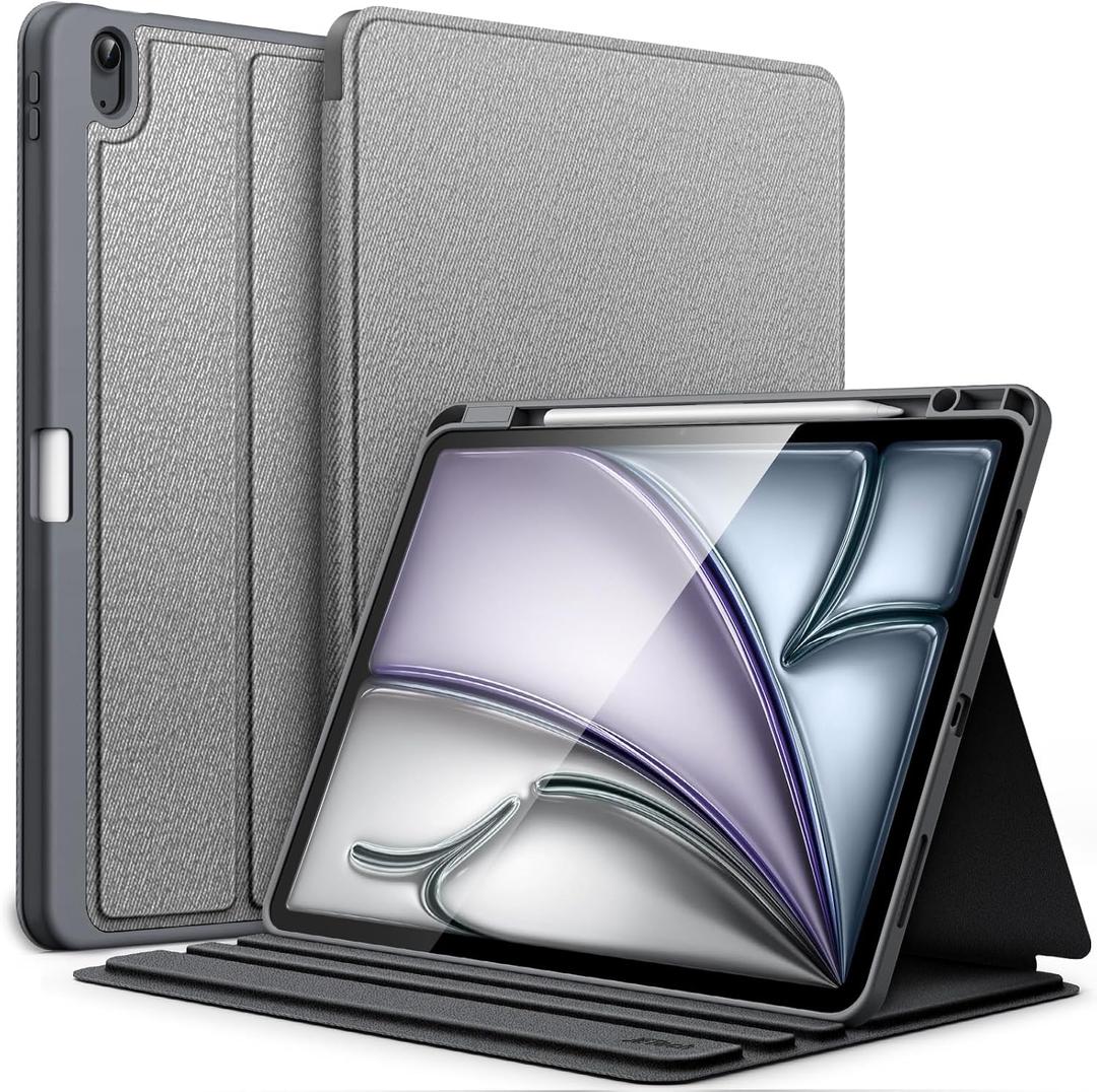 JETech Case for iPad Air 13-Inch M4/M3/M2 (2026/2025/2024) with Pencil Holder, Slim Folio Stand Protective Tablet Cover, Multi-Angle Viewing, Auto Wake/Sleep (Space Gray)
