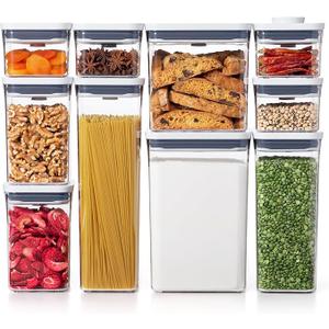 OXO Good Grips 10-Piece POP Food Storage Container Set
Varied Sizes For Pantry Organization, One-Push Airtight Seal, Store Dry Goods like Flour or Sugar, Stackable, Dishwasher Safe