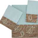 Avanti Linens - 3pc Towel Set, Soft & Absorbent Cotton Towels (Bradford Collection, Mineral) 