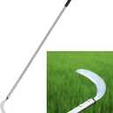 Weeding Sickle, Serrated & Plain-Edged Combined Steel Scythe 51-Inch Adjustable Long Handle, Lightweight Long-Handled Garden Sickle Tool for Gardens, Yards, Fields & Overgrown Areas