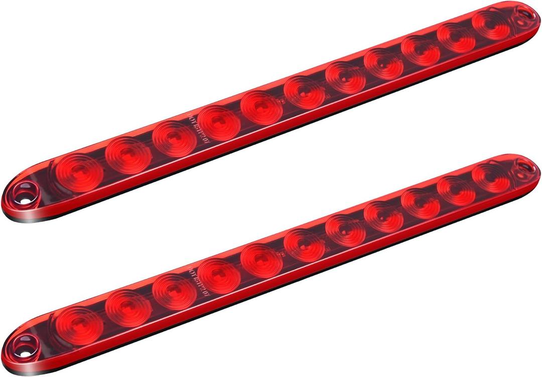 MICTUNING 2PCS 16 inches 11 LED Red Trailer Light Bar - Waterproof Sealed Park Turn Signal Light Tail Brake Stop Bar Truck Trailer Marker ID Bar