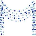 Outus 5 Pieces Silver Round Dots Garland Graduation Party Hanging Decor Each Length 13.1ft Glitter Paper Dot Streamers for Birthday Wedding Classroom Supplies (Blue)