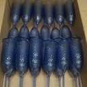 24 Pack Plastic Champagne Flutes Vintage Light Blue Goblet Champagne Glasses Unbreakable Wedding Toasting Glasses Diamond Wine Glasses Crystal Wine Cups Clear Drinking Glasses 5.5 OZ for Bridal Shower