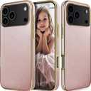 LOHASIC Leather Case for iPhone 17 Pro Max, 6.9 inch 2025 Slim Elegant Back Cover with Soft Microfiber Lining Protective Phone Cute Cases for Girls Women, Rose Gold