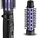 Conair 2-in-1 Hot Air Curling Combo, Includes 1.5-inch Curl Brush and 1-inch Aluminum Bristle Brush (Black / Purple)
