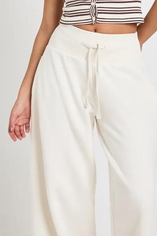 Women’s Wide Leg Jogging Pants with Deep Ribbed Waistband, Casual Lounge Sweatpants, Size XS