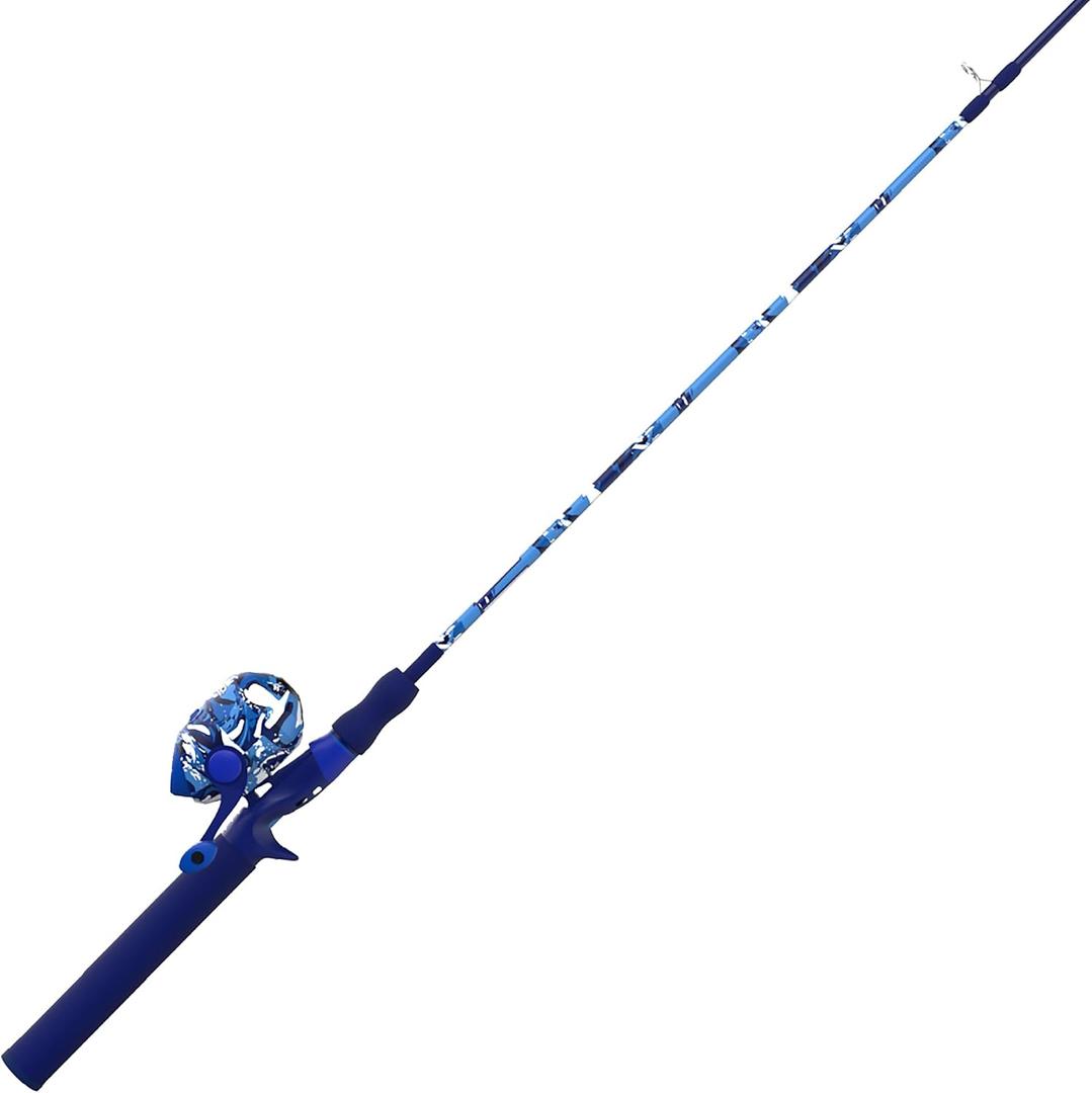 Zebco Splash Spincast Reel and Fishing Rod Combo, 6-Foot 1-Piece Fiberglass Rod, Medium Power, Moderate Action, Size 20 Reel, Tidepool Blue
