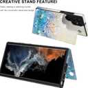 LETO Galaxy S23 Ultra Case,Folio Leather Wallet Case Cover with Fashion Designs for Girls Women,Card Slots,Protective Phone Case 6.8" White Flowers Blue Purple