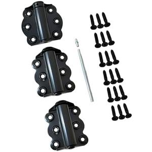 QCAA Door Spring Hinges, -3/4", Each Set Including PCS Self Closing and 1 PC Adjustable Self Closing Door Hinge, Black, 1 Set, Made in Taiwan
