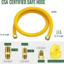 48" Flex Gas Line, Gas Dryer Connector Kit, Stove/Water Heater/Dryer Gas Line with Connectors 1/2" MIP 1/2"FIP 3/4"MIP, 5/8 in.OD(1/2 in. IDCoated Corrugated Stainless Steel Tubing 15/16-16"UN Nut