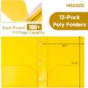 6-Pack Plastic Folders with Pockets and Prongs,2-Pocket Folders with 3 Fasteners, Holds 8-1/2" x 11" Paper for School/Office/Home, Yellow