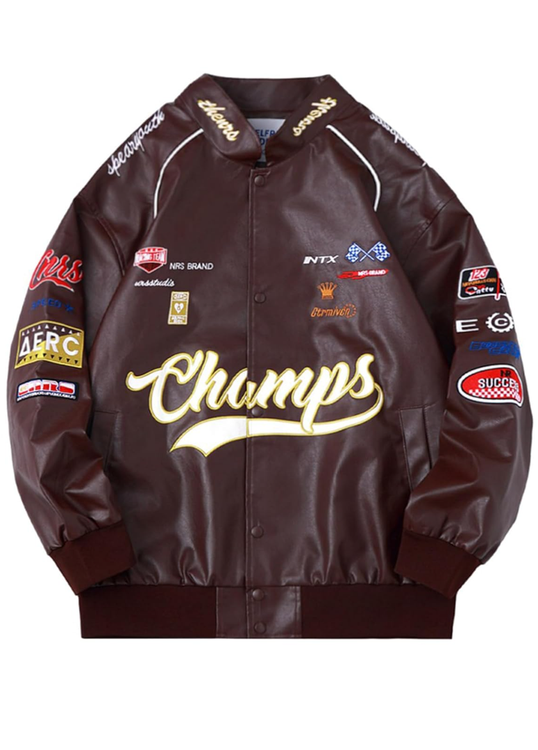 Aelfric Eden Faux Leather Jacket Oversized Racing Motorcycle Jackets Moto Coats Unisex Trendy Streetwear Jacket, Size Medium Aelfric Eden Faux Leather Jacket Oversized Racing Motorcycle Jackets Moto Coats Unisex Trendy Streetwear Jacket, Size Medium