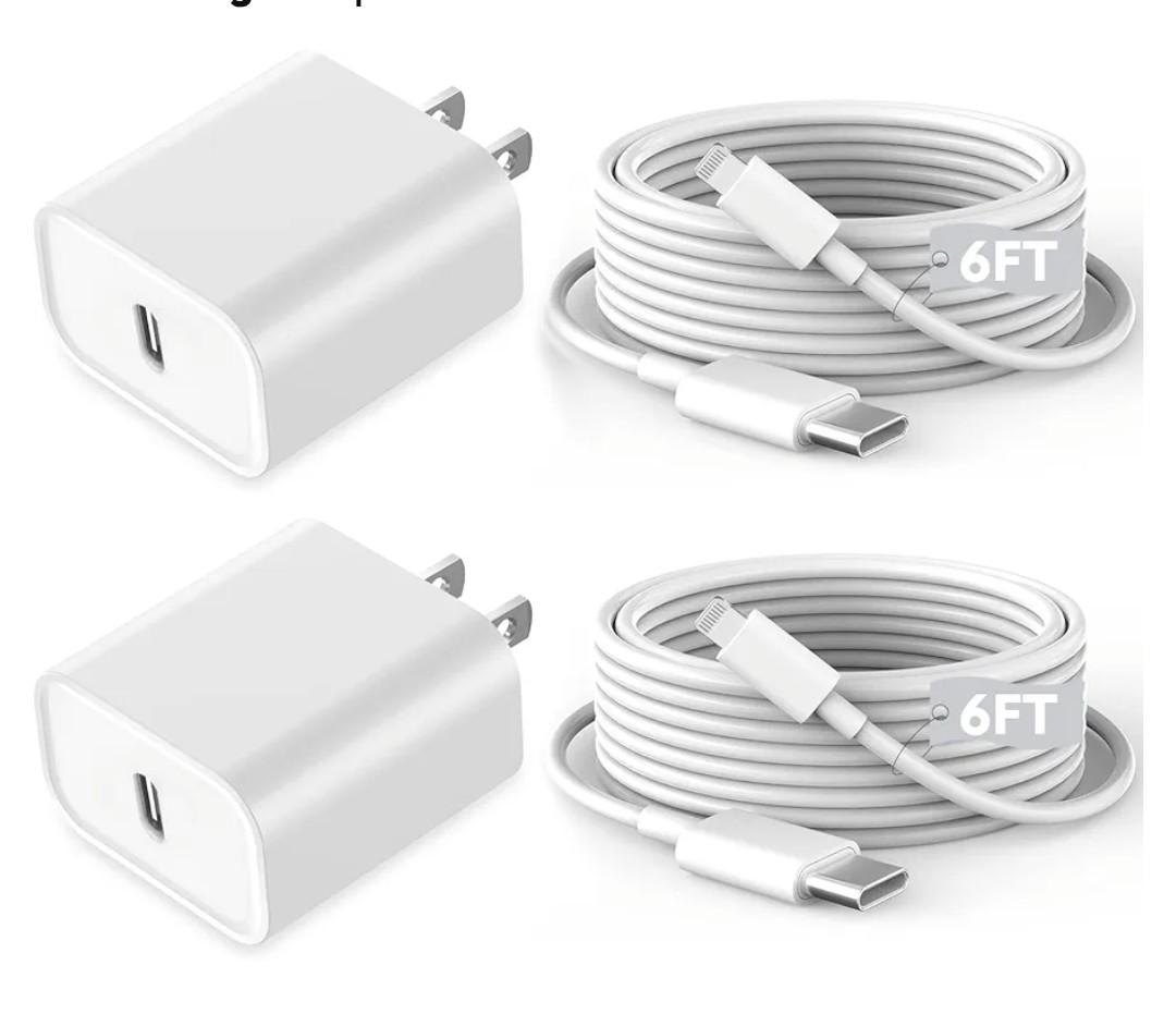 Fast iPhone Charger, iPhone Charger Fast Charging 2Pack Quick Chargers 6ft Long USB C to Lightning Cable Quick Charging Cord USB Charge Block Adapter for iPhone 14 Plus/14 ProMax/13 Mini 12/11/XS/iPad
