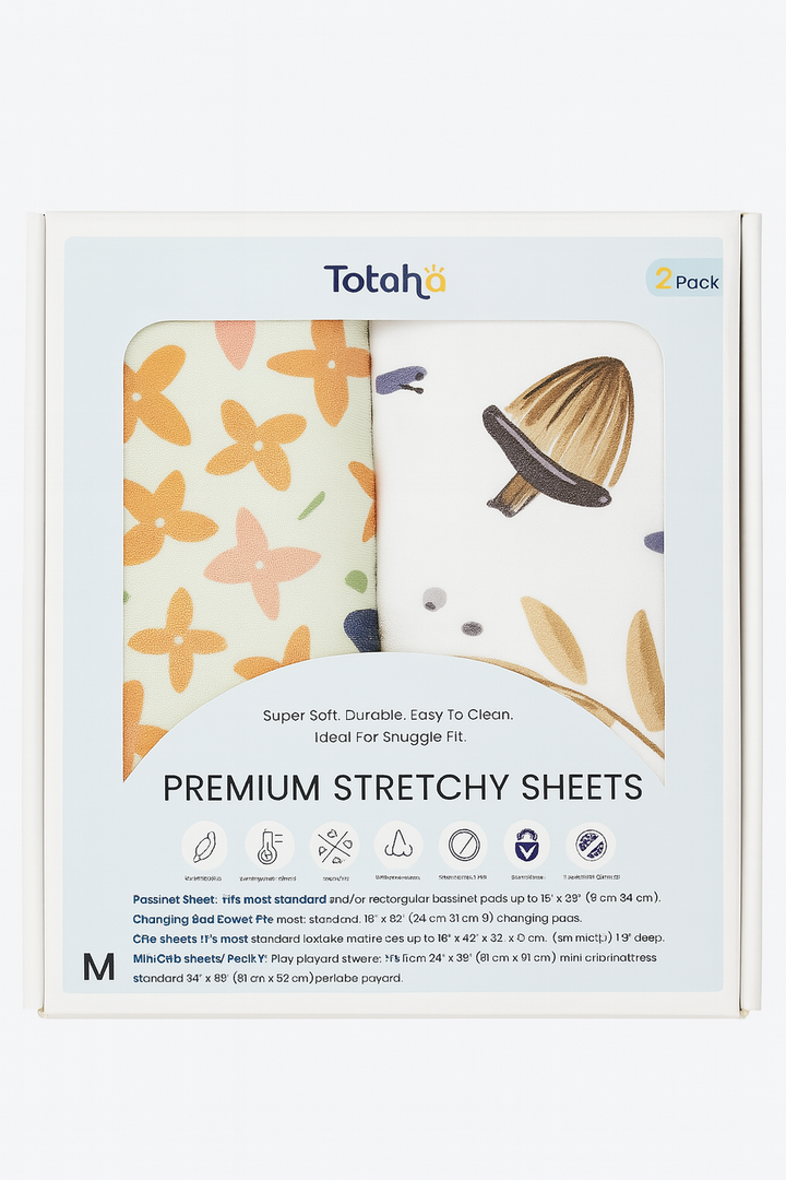 TotAha Changing Pad Cover, Buttery Soft Diaper Changing Pad Covers for Girls Boys, Super Stretchy Jersey Knit Changing Table Covers, 5'' Deep Pocket, 2 Pack (Botanical Garden & Cute Bear)