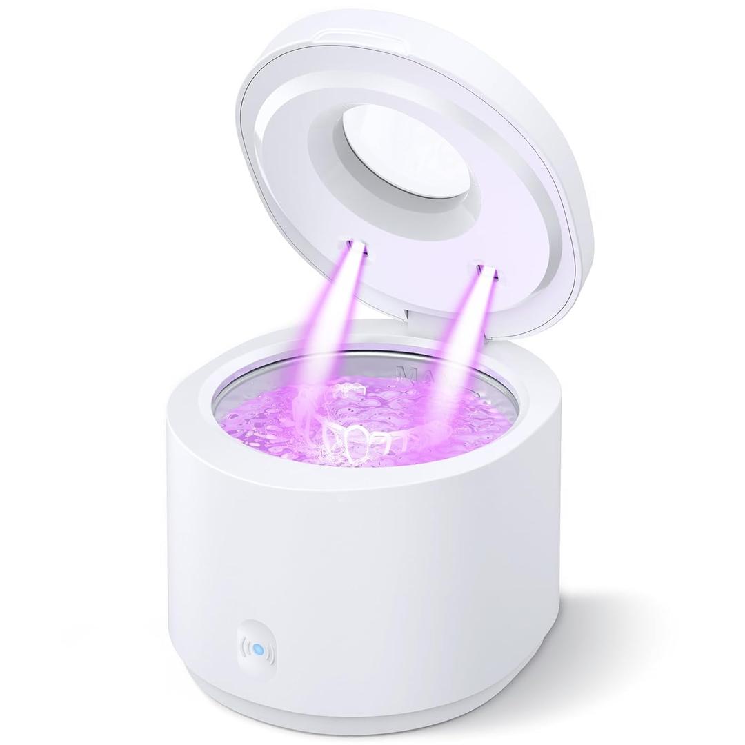 Ultrasonic Retainer Cleaner Machine, 45kHz Retainer Cleaner Machine for Denture Cleaner, 200ML Cleaner Ultrasonic Cleaner for Mouth Guard Cleaner,Night guard, Braces,Rings, Necklaces,White