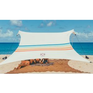 Neso Tents Beach Tent with Sand Anchor, Portable Canopy Sunshade - 7' x 7' - Patented Reinforced Corners (Rainbow)