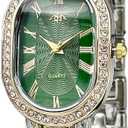 Women Vintage Gold Rome Watch Oval Case Adjustable Stainless Steel Watch Band Waterproof Analog Quartz Watch