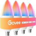 Govee E12 Led Bulb, Smart Light Bulbs for Chandelier/Living Room, Color Changing Candelabra Bulbs Work with Matter, Alexa, Google Assistant, 40 Watt Equivalent, 450 LM, 80 CRI, 2.4Ghz Only, 4 Pack