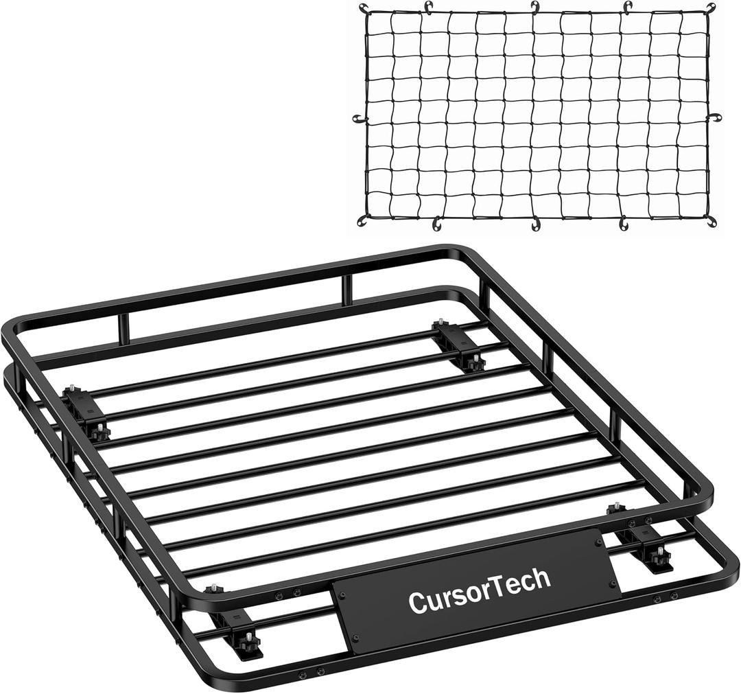 Roof Rack Basket with Net 46" x 36" Cargo Basket 300lbs Capacity