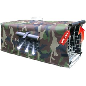 Animals Trap Cage Cover, Only Cover,Trap Cage Cover with Breathable Window Wild Cat Trap Cover for 1-2 Door Cage 32 x 10 x 12inch, Raccoon, Squirrel, Skunk,Only Camouflage Cover
