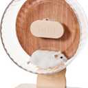 Silent Hamster Wheel 8.7 Inch Dual-Bearings Quiet Running Exercise Wheels with Wood Grain Backboard, Height Adjustable for Dwarf Hamsters, Gerbils, Mice, Hedgehog, Lemmings, Warm Brown