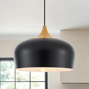 14” Industrial Pendant Light Dome Matte Black Adjustable Modern Chandelier for Kitchen Island Dining Room Bedroom Hallway, UL Listed