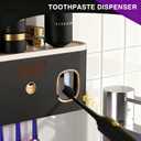 Toothbrush Holders for Bathrooms, Toothbrush Holder Wall Mounted with Toothpaste Dispenser, Rechargeable Cordless Wall Mounted Tooth Brushing Holder