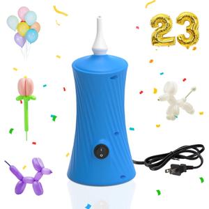 AXHJ Balloon Pump Electric Air Pumps for Long Balloons, Electric Air Balloon Pump, Balloon Inflator for Foil Twisty Animal Balloons in Birthday Party for Decorations (Blue)