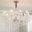 Crystal Chandelier K9 Clear Crystal 10 Lights E12 Bulbs Pendant Lighting Fixture for Dining Room, Living Room, Bedroom Modern Ceiling Lights 32in (10 Lights)