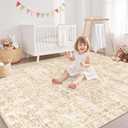 8x10 Area Rugs Living Room Rug: Washable Rug Neutral Lagre Soft Thin Carpet Indoor Floor Non Slip Boho Geometric Moroccan Carpets for Bedroom Dining Room Farmhouse Nursery Office - Beige