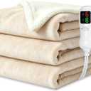 Electric Blanket Twin Size 62"x84",Heating Blanket, Soft Flannel Heated Blanket, 9 Heating Levels,1-9 Hours Auto Off, Fast Heating, Overheat Protection, Machine Washable,Gifts for Woman,Beige