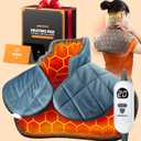 Graphene-Infused Weighted Heating Pad, Effective Pain Relief Instant Heating Pads for Neck and Shoulders and Back, Ergonomic Heated Wrap w/ 6 Heat Options 4 Auto Timer, Christmas Gifts for Women Men (23.6''x19'' Blue)