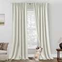 Brushed Blackout Curtains 96 Inch Long 2 Panel Set - Smooth & Refined Fabric with Elegant Pleated Drapes to Black Out Light & Thermal Insulated for Living Room Bedroom, Cream Ivory