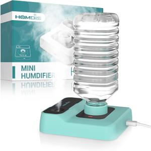 HOMDIS Portable Humidifiers for Travel, Small Mini Humidifier with Auto Shut-Off, Nightlight and Storage Bag for Hotel, Bedroom or Office, Plant Humidifier Indoor, Green