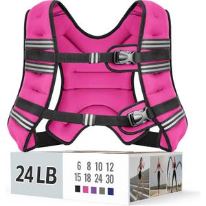 Zeerun Weighted Vest for Women & Men with Reflective Stripe and Adjustable Buckle, Comfortable & Durable Rucking Vest for Walking, Running & Strength Training, 24 Lb