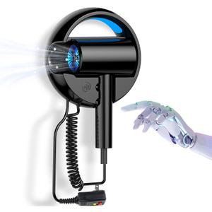 110V Hotel Wall Mounted Hair Dryer for Bathroom（with Night Light） Professional Styling HairDryer for Salon【Blue Light Negative Ions】 Fast Drying Restroom Blow Dryer，Matte Texture - Graphite Ash