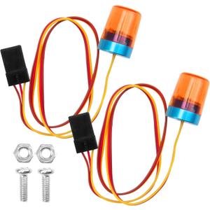 Multi-Function LED Flash Lights Alarm Lamp Flashing Rotating Beacon Light Compatible with 1/10 TRX4 SCX10 RC Crawler Car 1/14 Tamiya Tractor RC Truck (Orange)