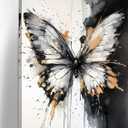 Butterfly Canvas Wall Art Black and White Watercolor Picture Abstract Gold Butterfly Painting Prints Animal Art for Living Room Modern Home Office Wall Decor Framed (Art-6,16.00x24.00 inch)