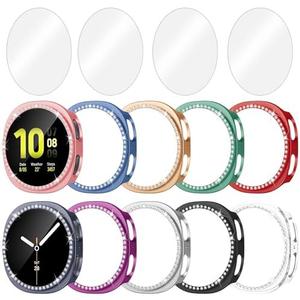 Bougraite 8 Pack Bling Case for Samsung Galaxy Watch 8 40mm with Tempered Glass Screen Protector, Glitter Diamond Hard PC Scratch Resistant Protective Cover Compatible with Galaxy Watch 8 40mm