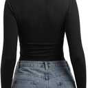 PINKMSTYLE Ribbed Square Neck Long Sleeve Top for Women Cute Y2K Fall Tops Trendy Going Out Tops (Black, M)