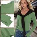 Neer 3 Pack Women's Scoop Neck Long Sleeve T-Shirts Slim Fitted Underscrubs Tops Stretchy Tight Casual Basic Layer Shirts (Medium, Wine Red, Black, Grass Green)