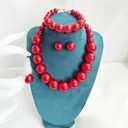 Copper Red Long Curly Beehive Wig with Red Pearl Necklace Vintage Wig with bangs for Women Costume Cosplay Fancy Dress 60s 70s Retro Wigs