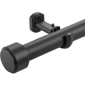 Heavy Duty Curtain Rods,1 1/4" Large Diameter Premium Nonadjustable Curtain Rod,42in/3.5ft Custom Window Treatment Rods with Durable Aluminum Brackets and End Caps, Black Finish