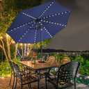 EliteShade USA 10-Year-Non-Fading 9ft Market Patio Umbrella, Commercial Grade Table Sun Umbrella with 80 Solar LED Lights, Crank Open, Windproof & UPF 50+ UV Protection for Garden, Deck, Pool, Backyard, Navy Blue
