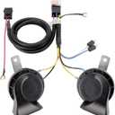 FARBIN 12V Electric Air Horn Kit for Truck, Car, SUV, Motorcycle, Boat - Black Horn with Wire Harness