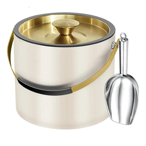 3.2L Modern Insulated Ice Bucket with Silicone Lid, Scoop, Strainer, Double Wall Stainless Steel Ice Bucket for Parties & Cocktail Bar,Ideal for Gift(Pearl White)