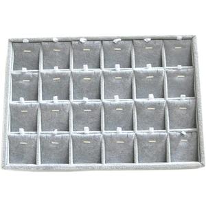 Jewellery Box, Jewelry storage box 24 lattice Jewelry Display Tray Necklace Holder Pendant Storage Box Ring Earring Case Bracelet Organizer Bangle Showcase(Gray) 