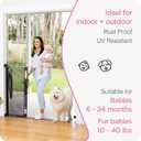 Retractable Baby Gate Perma Child Safety 41" Tall x 71 Wide, Mesh, for Stairs, Doorways, Dogs, Pets, Indoor, Outdoor, One-Handed Operation, Locking, Easy Install, Hardware Mount, Black